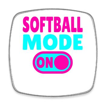 Softball Mode ON - Square fridge magnet - white - Front