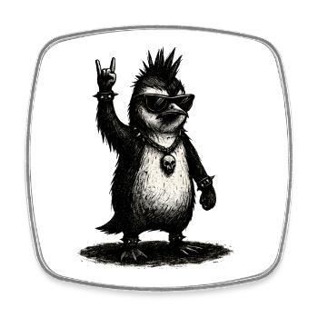 Punk Rock Pinguin Mit Sonnenbrille - Viereckiger Kühlschrankmagnet - Weiß - Vorne