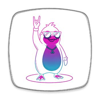 Cool Rock Penguin with Sunglasses - Square fridge magnet - white - Front
