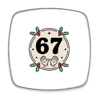 67 Weihnachten Lustige Jubel Hände - Viereckiger Kühlschrankmagnet - Weiß - Vorne