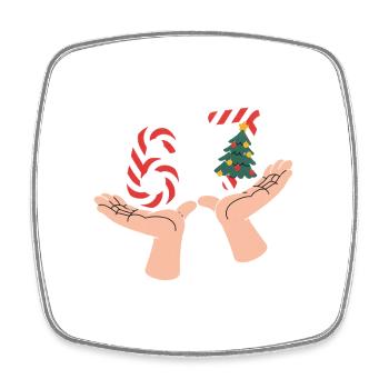 67 Lustige Weihnachtszahl Hände Motiv - Viereckiger Kühlschrankmagnet - Weiß - Vorne