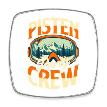 Pisten Party Crew Apres Ski - Viereckiger Kühlschrankmagnet - Weiß - Vorne