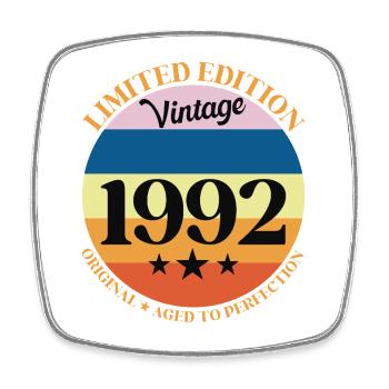 1992 Vintage-Geburtstagsgeschenk 92 - Viereckiger Kühlschrankmagnet - Weiß - Vorne