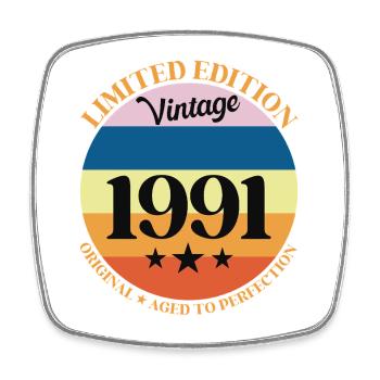 1991 Vintage Birthday Gift 91 Birthday - Square fridge magnet - white - Front