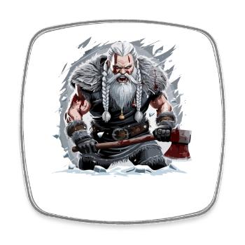 Légende viking marin viking Odin Corbeau Santa - Magnet carré - blanc - Devant