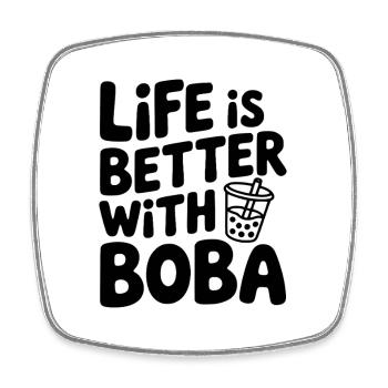 Das Leben ist besser mit Boba - Viereckiger Kühlschrankmagnet - Weiß - Vorne