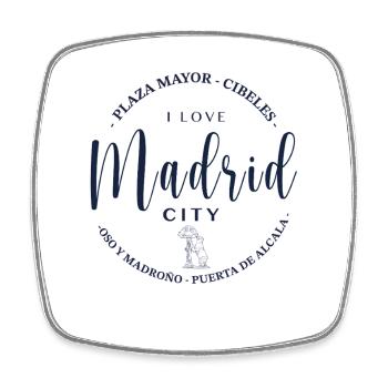 Madrid City Love - Square fridge magnet - white - Front