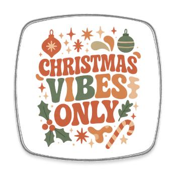 Christmas Vibes Only Retro - Square fridge magnet - white - Front