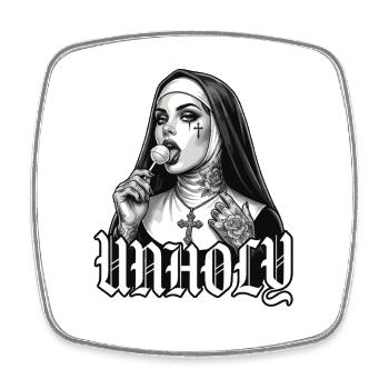 Unholy Nun – Tattoo Style Streetwear - Viereckiger Kühlschrankmagnet - Weiß - Vorne
