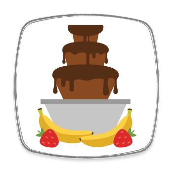 Fontaine de chocolat aux fruits - Magnet carré - blanc - Devant