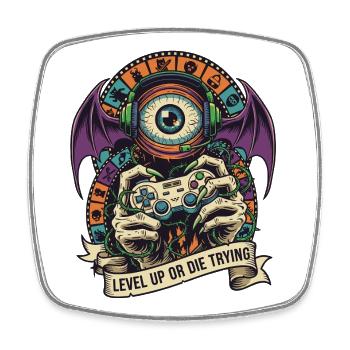 Level Up Augenmonster Controller - Viereckiger Kühlschrankmagnet - Weiß - Vorne