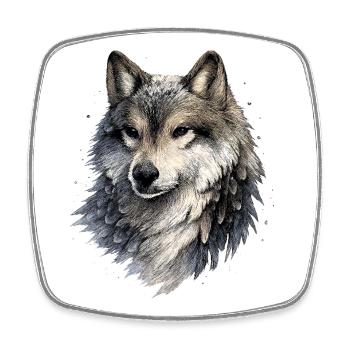 Nebelwolf im Aquarellstil - Viereckiger Kühlschrankmagnet - Weiß - Vorne