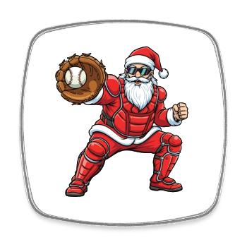 Graphique de Noël du Catcher de Père Noël pour un fan de sport - Magnet carré - blanc - Devant