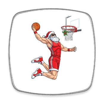 Dunking Santa Weihnachts-Basketballgeist Mutig - Viereckiger Kühlschrankmagnet - Weiß - Vorne