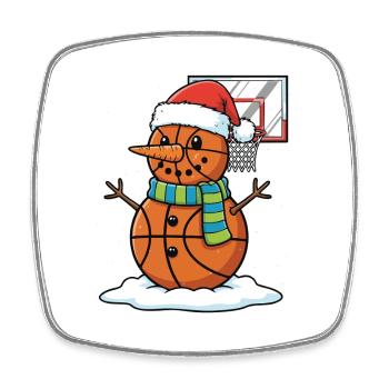 Graphique de Noël de bonhomme de neige de basketball pour les fans de baseball - Magnet carré - blanc - Devant