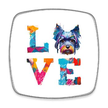 Miniaturschnauzer lieben bunte Farbspritzer - Viereckiger Kühlschrankmagnet - Weiß - Vorne