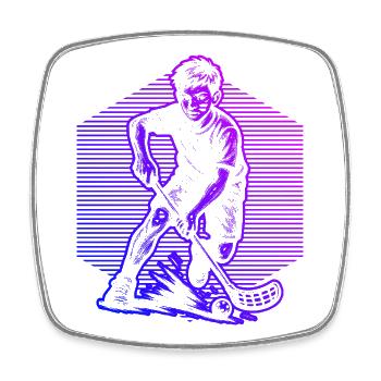 Floorball Illustration für Unihockey - Viereckiger Kühlschrankmagnet - Weiß - Vorne
