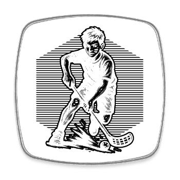 Floorball motif that works immediately - Square fridge magnet - white - Front