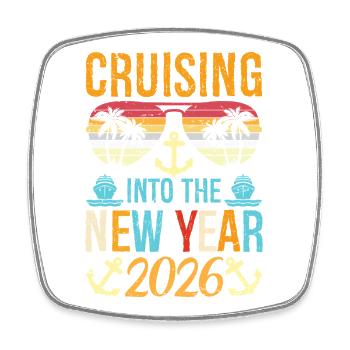 Cruising Into 2026 New Years Eve Party Favors - Square fridge magnet - white - Front