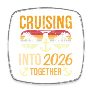 Cruising Into 2026 Together New Years Party Family - Viereckiger Kühlschrankmagnet - Weiß - Vorne
