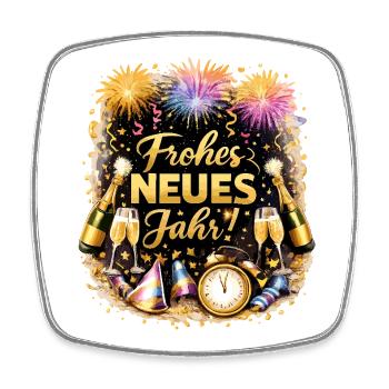 Happy New Year Countdown Fireworks - Square fridge magnet - white - Front