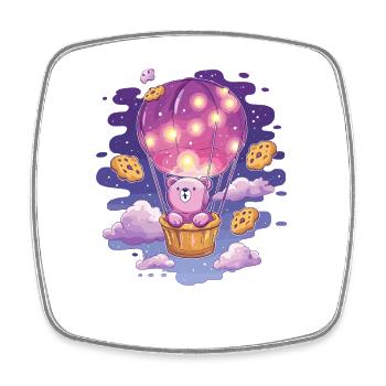 Bärenballon im Cookie-Himmel - Viereckiger Kühlschrankmagnet - Weiß - Vorne