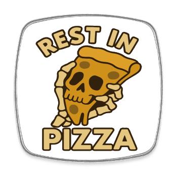 Rest In Pizza Skull Design Drôle de Nourriture - Magnet carré - blanc - Devant