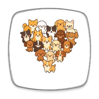 Hund Hunde Herz Liebe - Viereckiger Kühlschrankmagnet - Weiß - Vorne