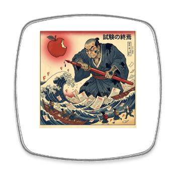 試験の終焉 Samurai Kampf Gegen Schulprüfungen - Viereckiger Kühlschrankmagnet - Weiß - Vorne