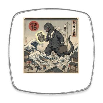 April 15 Tax Monster Suit - Square fridge magnet - white - Front