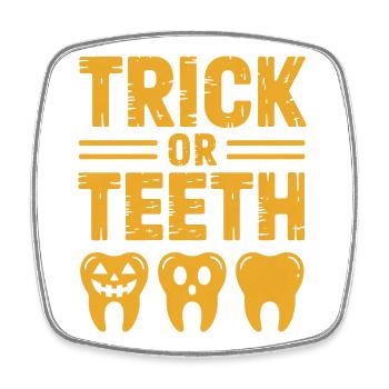 T-shirts Halloween Trick or Teeth - Magnet carré - blanc - Devant