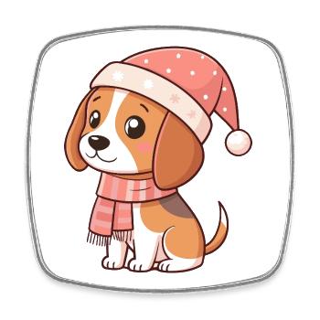 Weihnachts-Beagle-Hund - Viereckiger Kühlschrankmagnet - Weiß - Vorne