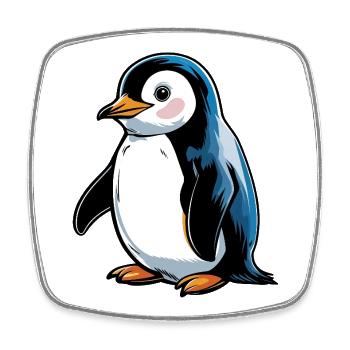 Comic Penguin Blue Tone - Square fridge magnet - white - Front