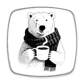 Coffee Polar Bear - Square fridge magnet - white - Front