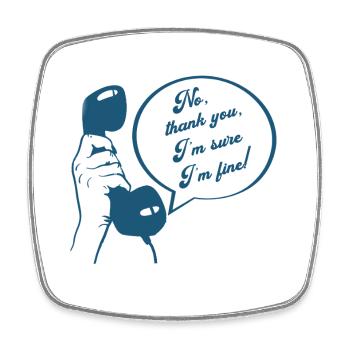 Retro Phone Design Funny Conversation  I'm Fine - Square fridge magnet - white - Front