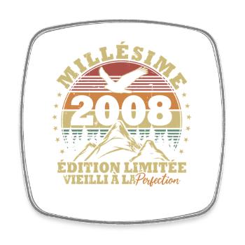 Vintage 2008 Vintage Retro Geburtstagsgeschenk - Viereckiger Kühlschrankmagnet - Weiß - Vorne