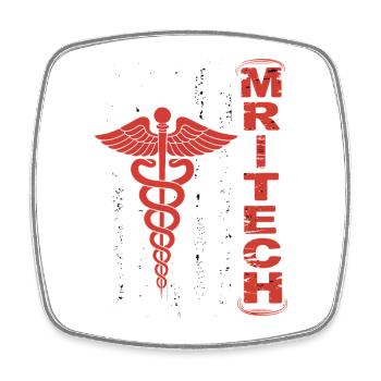 Drapeau Caducée rouge de MedTech - Magnet carré - blanc - Devant