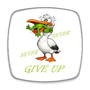 Storch - Never Give Up Frosch - Viereckiger Kühlschrankmagnet - Weiß - Vorne