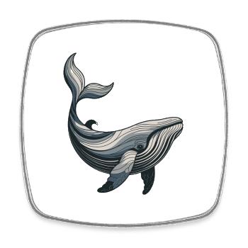 Baleine en ligne : conception de la baleine bleue - Magnet carré - blanc - Devant