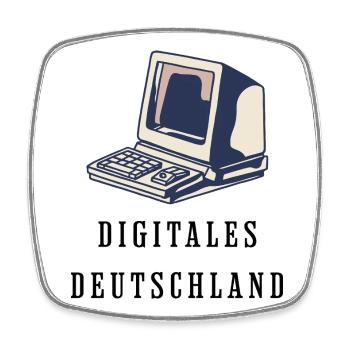 80s Style Retro Computer Digital Germany - Square fridge magnet - white - Front