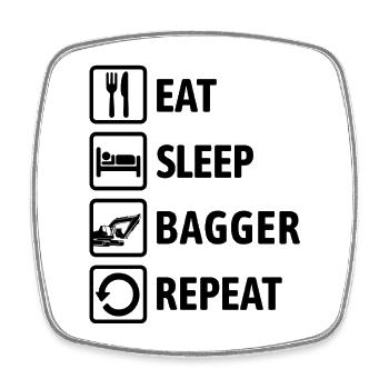 Eat Sleep Bagger Repeat - digging & digging - Square fridge magnet - white - Front
