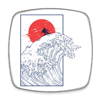 Snowboard, Vintage Japanisch - Viereckiger Kühlschrankmagnet - Weiß - Vorne