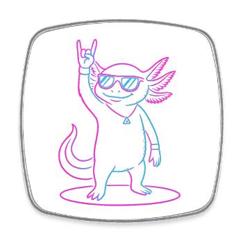 Cooles Rock Axolotl Mit Sonnenbrille - Viereckiger Kühlschrankmagnet - Weiß - Vorne