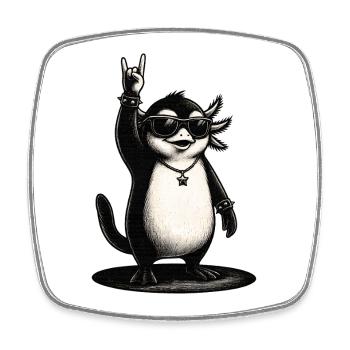 Pingouin Rock N Roll avec des lunettes de soleil - Magnet carré - blanc - Devant