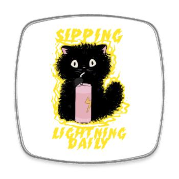 Energy Drink Sipping Lightning Daily - Viereckiger Kühlschrankmagnet - Weiß - Vorne