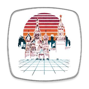Neon Moscow Skyline Retro - Square fridge magnet - white - Front