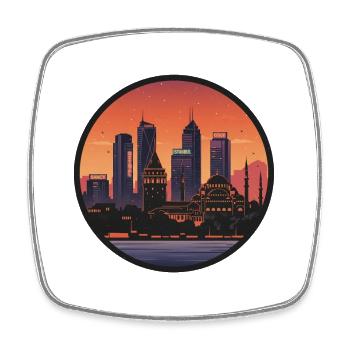 Istanbul Abendstimmung Skyline - Viereckiger Kühlschrankmagnet - Weiß - Vorne