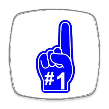 Sticker Foam Finger - Magnet carré - blanc - Devant