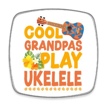 Hawaiian Ukulele Uke Cool Grandpas - Square fridge magnet - white - Front