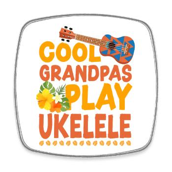 Hawaiian Ukulele Uke Cool Grandpas - Square fridge magnet - white - Front